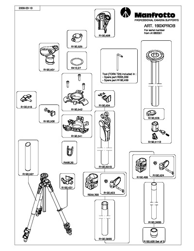 Festival sofá Ninguna Manfrotto 190XPROB Spare Replacement Parts