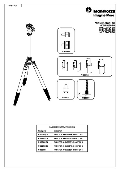 Element Traveller Tripod Big with Ball Head, Grey - MKELEB5GY-BH